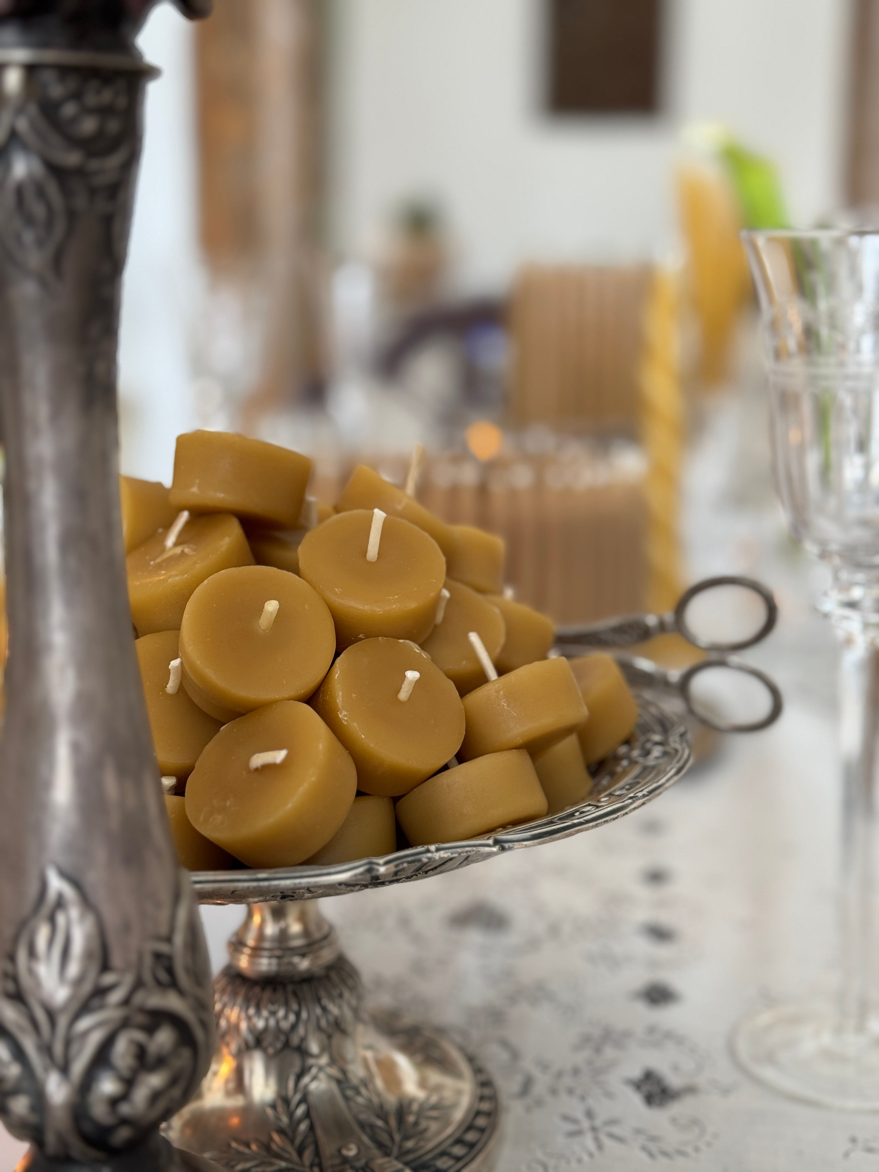 24 נרות שבת משעוות דבורים טבעית