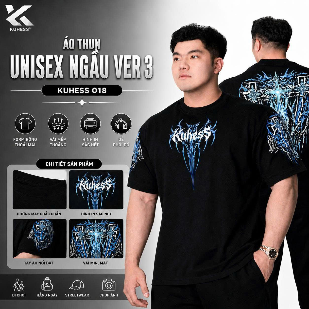 Áo Thun Oversize Unisex Ngầu Ver 3 - O18, ảnh sản phẩm chính.
