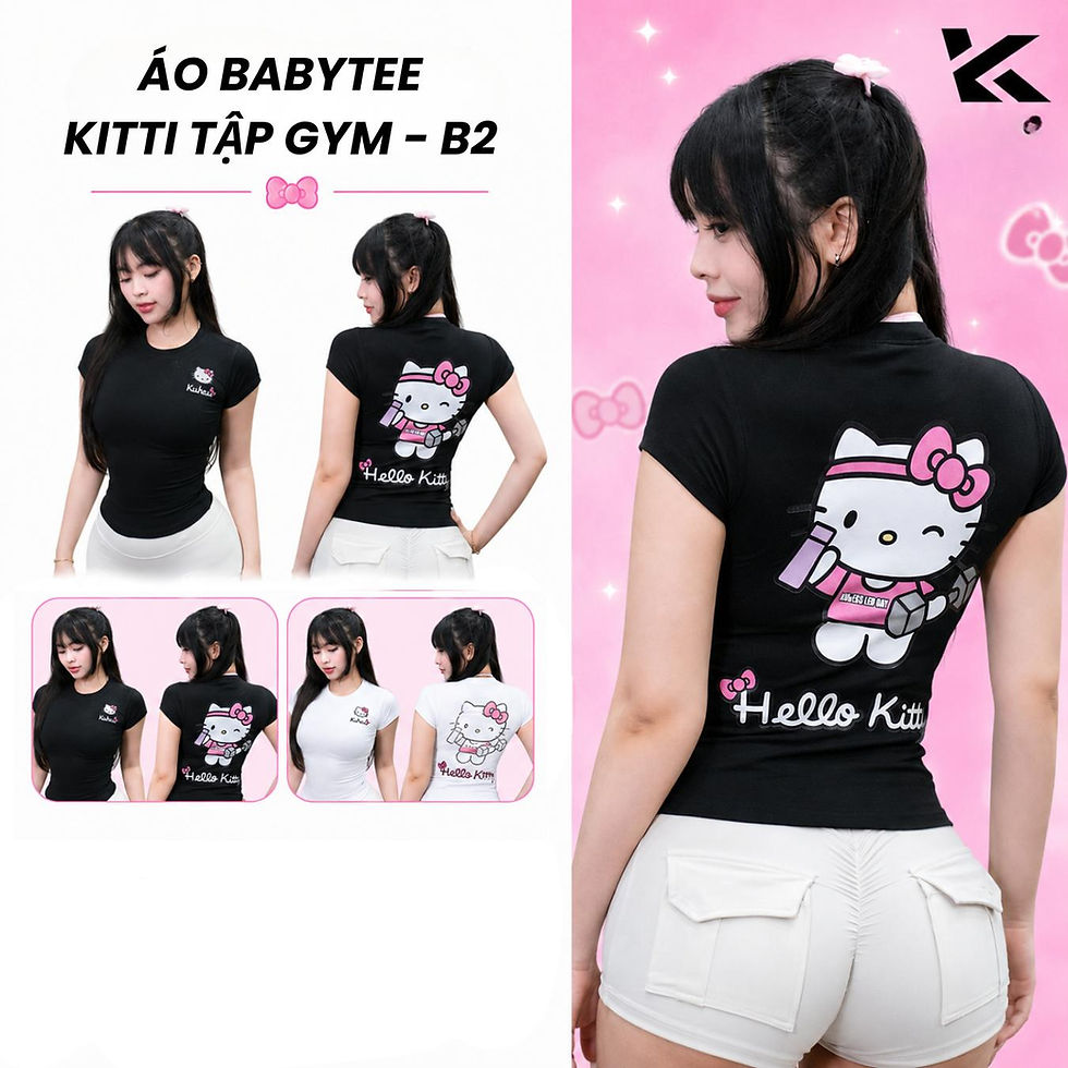 Áo Babytee Nữ Hello Kitty Nâng Tạ - KUHESS B2, ảnh sản phẩm 2.