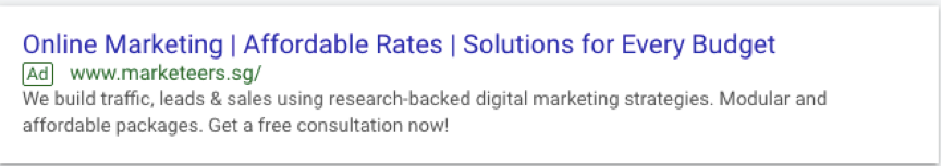 Google search ad headline