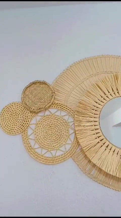 Thumbnail: Composição De Palha - Espelho Orgânico Decoração De Parede