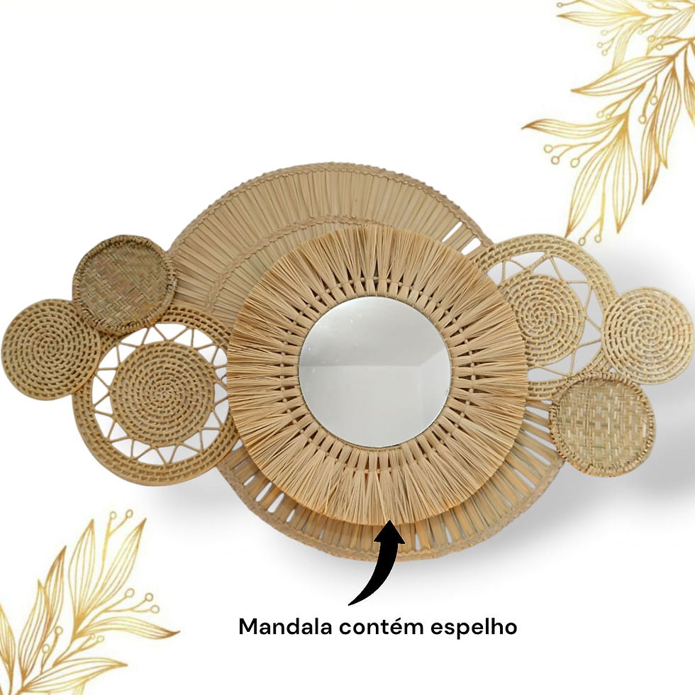Miniatura: Composição De Palha - Espelho Orgânico Decoração De Parede