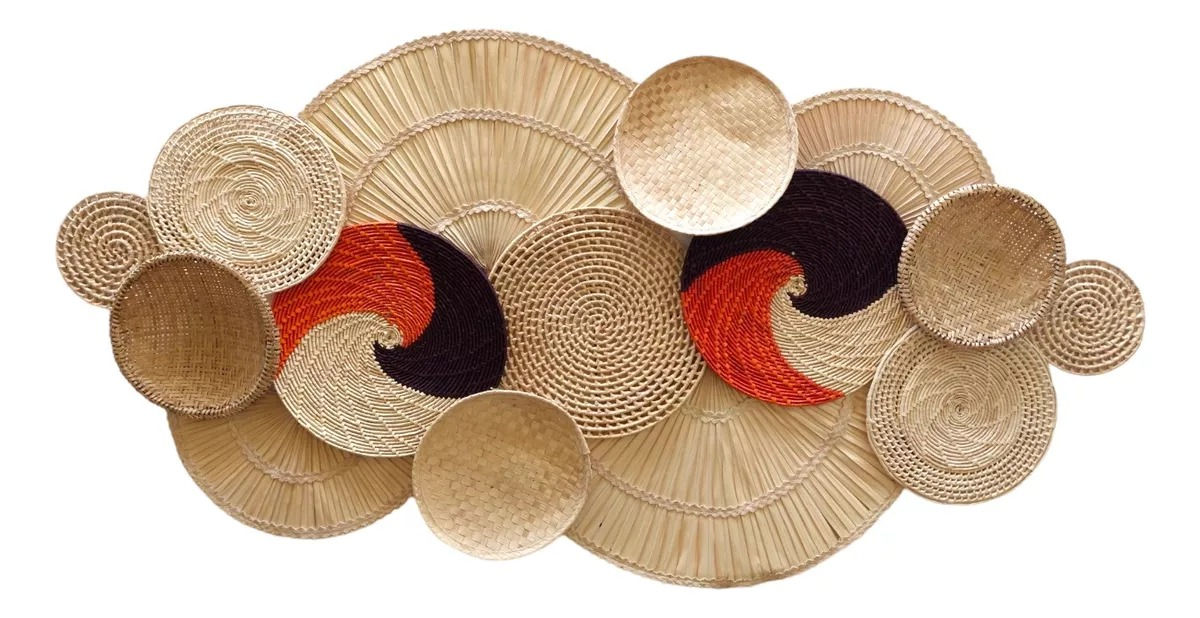 Kit Peneira De Palha - Decoração De Parede Grande Praia