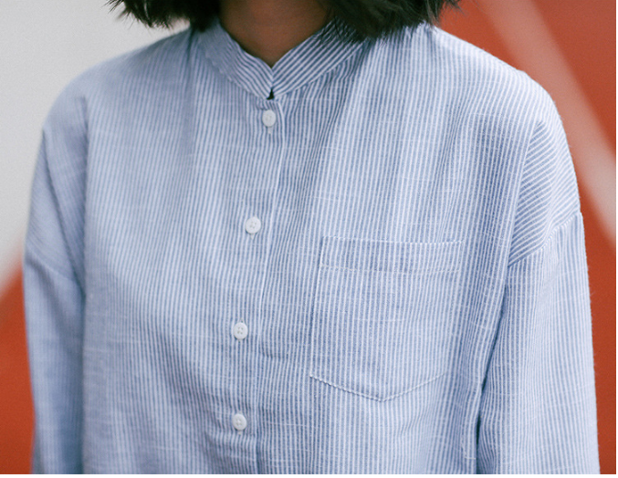 縮圖：Chinese Collar Striped Shirt