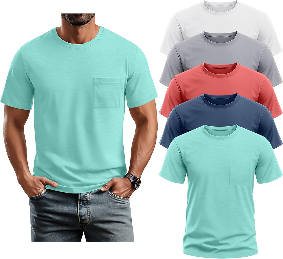 Thumbnail: Neer 5 Pack Men's Big & Tall Pocket T-Shirt, Crew Neck Short Sleeve Tee