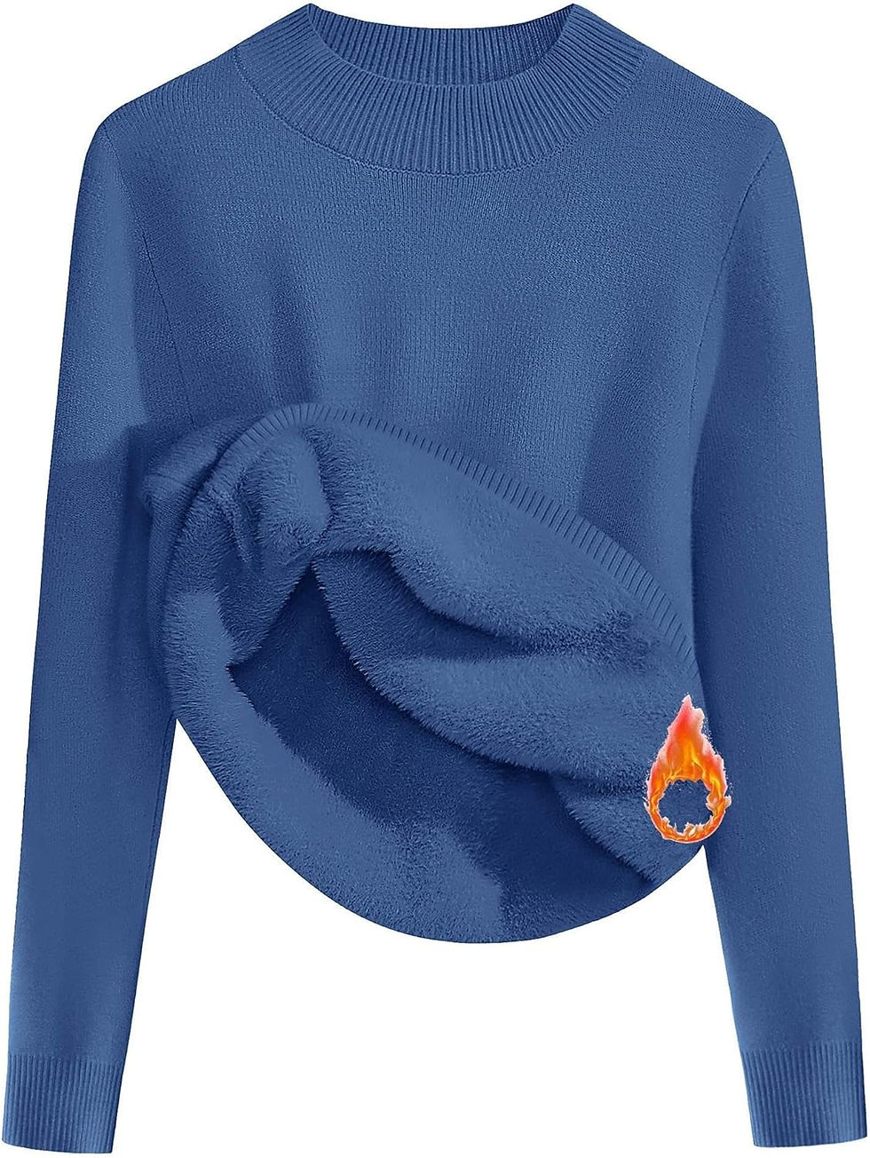 Thumbnail: Zeagoo Women's Sherpa Lined Mock Neck Thermal Sweater Fuzzy Knit Jumper