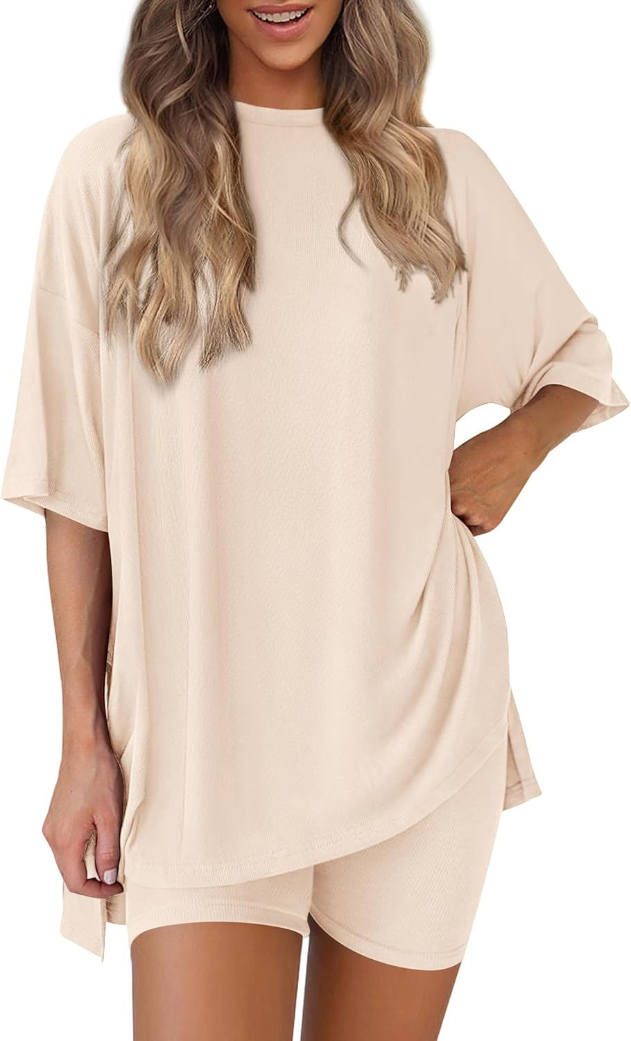 Thumbnail: PRETTYGARDEN Women 2 Piece Lounge Set 2026 Summer Casual Oversized Shirts Biker 