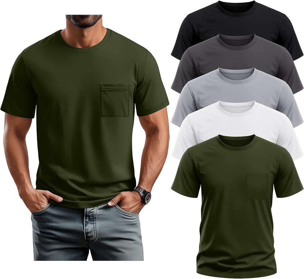 Thumbnail: Neer 5 Pack Men's Big & Tall Pocket T-Shirt, Crew Neck Short Sleeve Tee