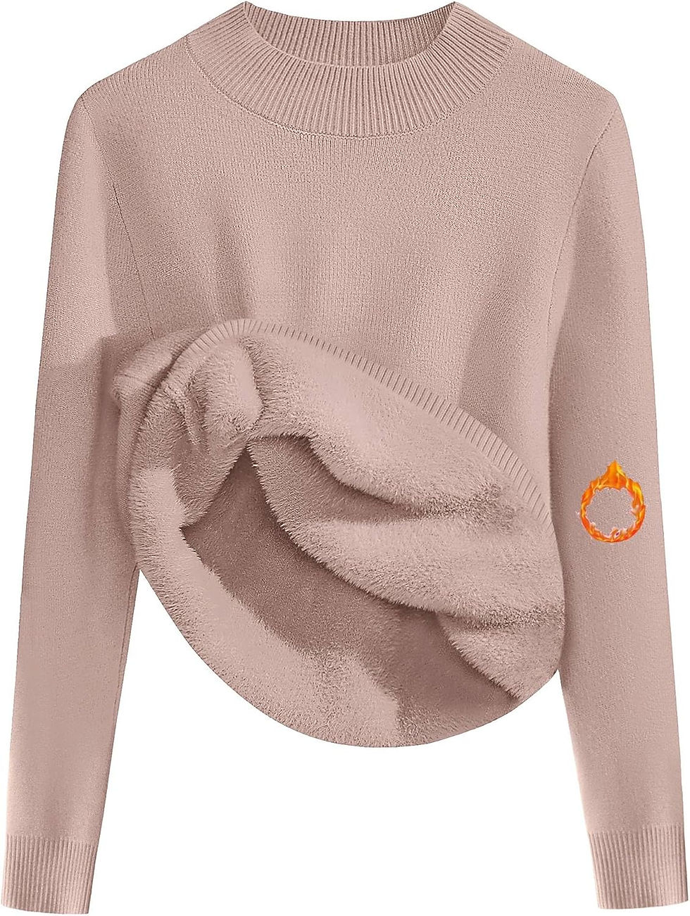 Thumbnail: Zeagoo Women's Sherpa Lined Mock Neck Thermal Sweater Fuzzy Knit Jumper