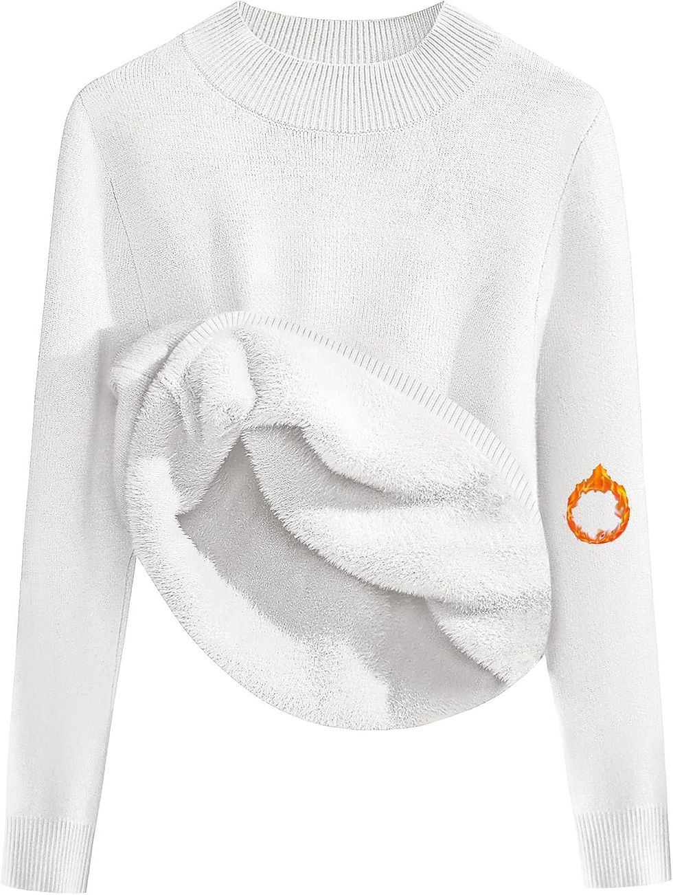 Thumbnail: Zeagoo Women's Sherpa Lined Mock Neck Thermal Sweater Fuzzy Knit Jumper