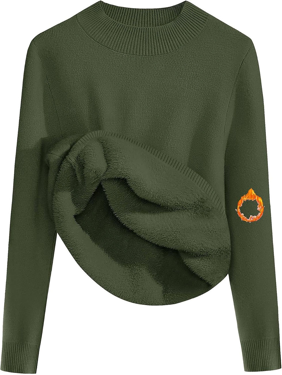 Thumbnail: Zeagoo Women's Sherpa Lined Mock Neck Thermal Sweater Fuzzy Knit Jumper