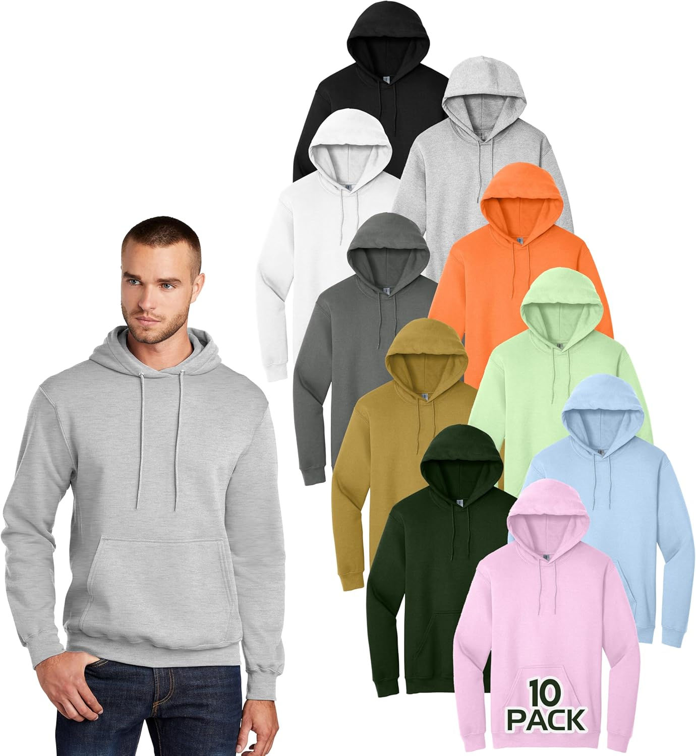 Gildan 18500 Heavy Blend Unisex Bulk Hooded Sweatshirt, Custom Color Pack