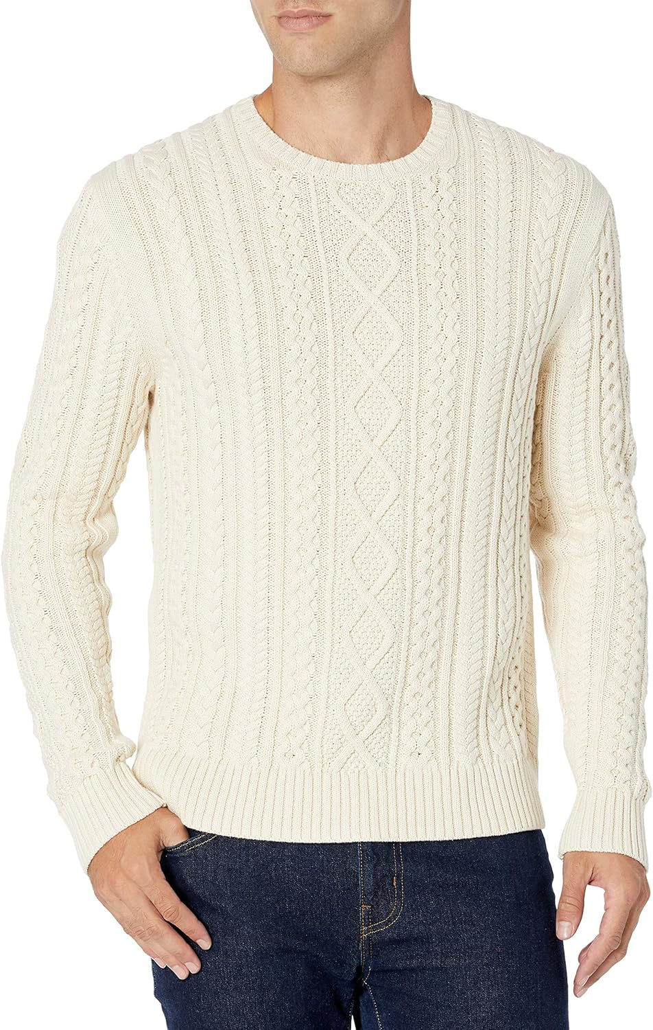 Thumbnail: Amazon Essentials Men's 100% Cotton Fisherman Cable Crewneck Sweater