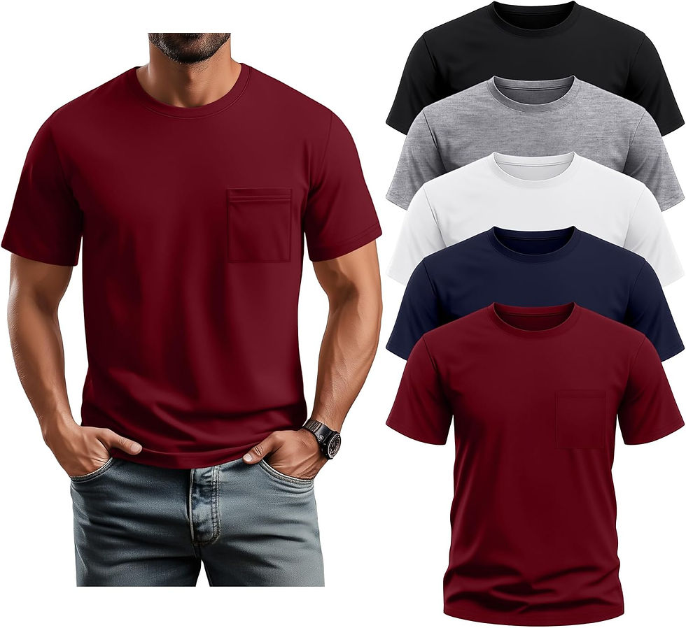 Thumbnail: Neer 5 Pack Men's Big & Tall Pocket T-Shirt, Crew Neck Short Sleeve Tee