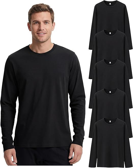 Thumbnail: Shyyween Men's Bulk Long Sleeve T-Shirts | 24 Pack Basic Soft Crew Neck Cotton