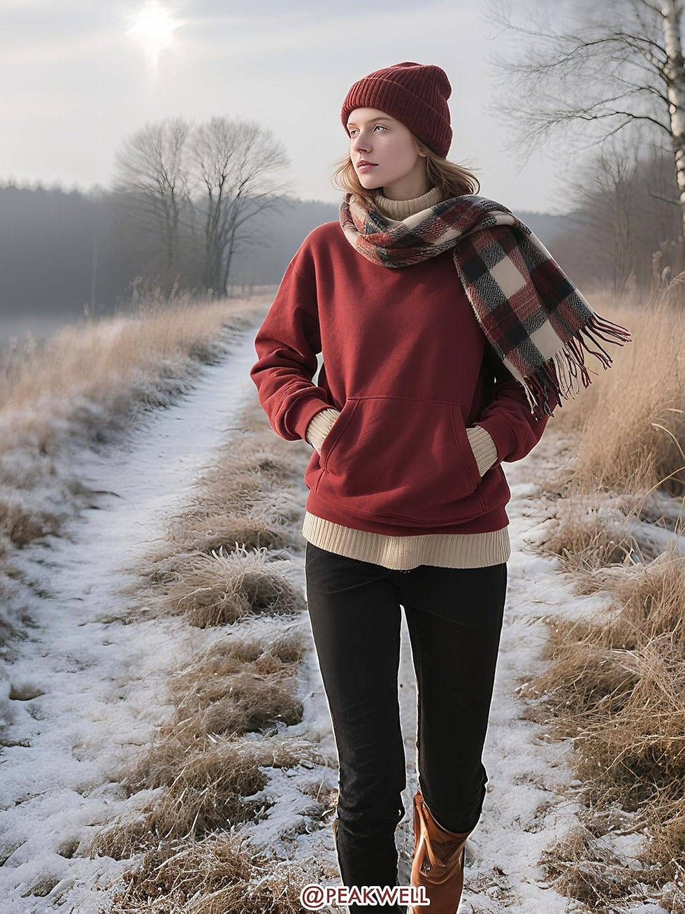 Thumbnail: Peakwell Women's Sherpa Lined Crewneck Sweatshirt Winter Warm Pullover