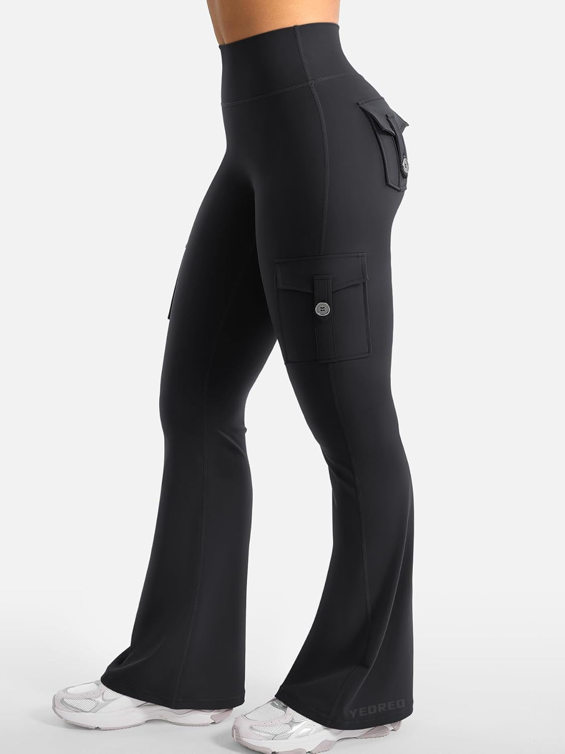YEOREO CoreFlex Women Workout Flare Leggings with Pockets Hidden Scrunch High Wa