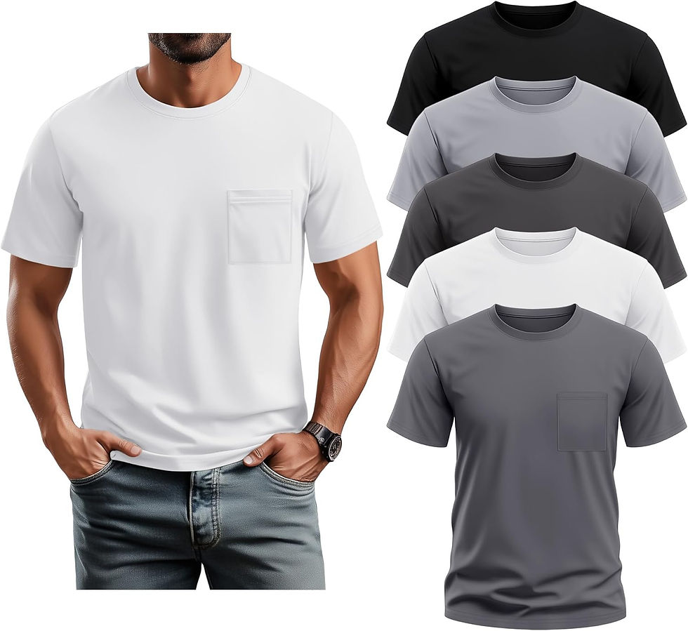 Thumbnail: Neer 5 Pack Men's Big & Tall Pocket T-Shirt, Crew Neck Short Sleeve Tee