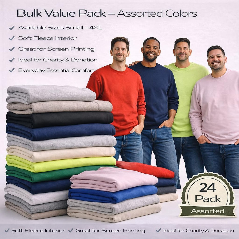 Thumbnail: BILLIONHATS Men's Adult Crewneck Fleece Lined Pullover Sweatshirt Bulk | Mixed