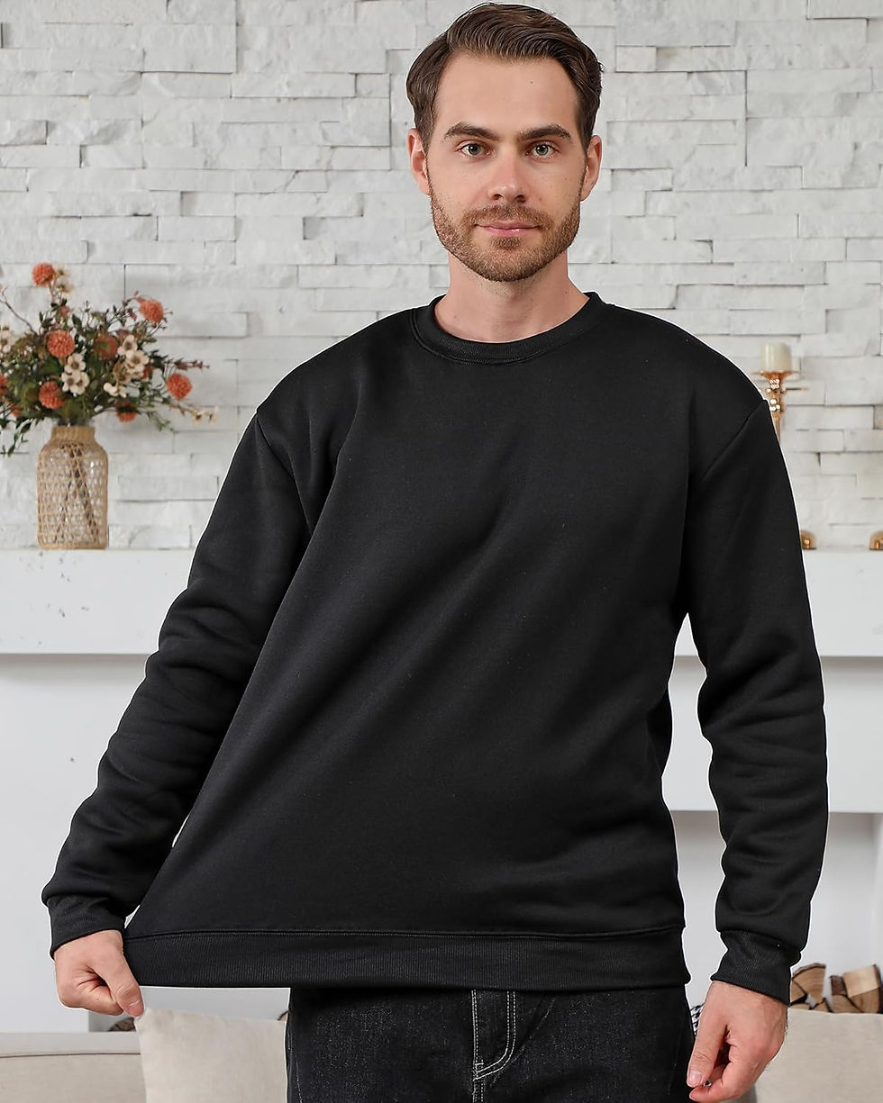 Thumbnail: Chlcingyou 12 Pack Men's Adult Fleece Crewneck Sweatshirt Bulk | Lightweight