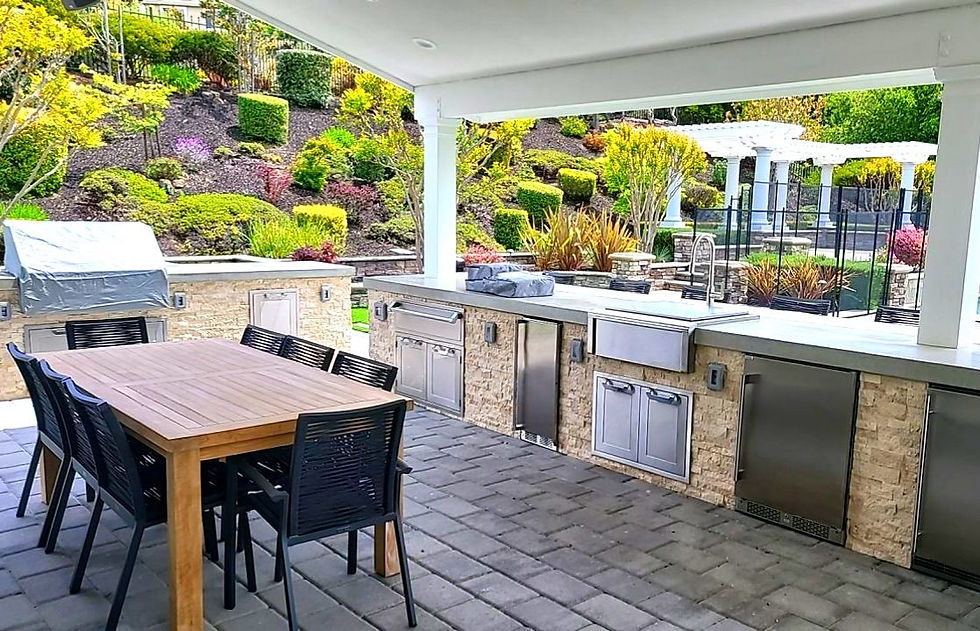 Outdoor kitchen and dining area