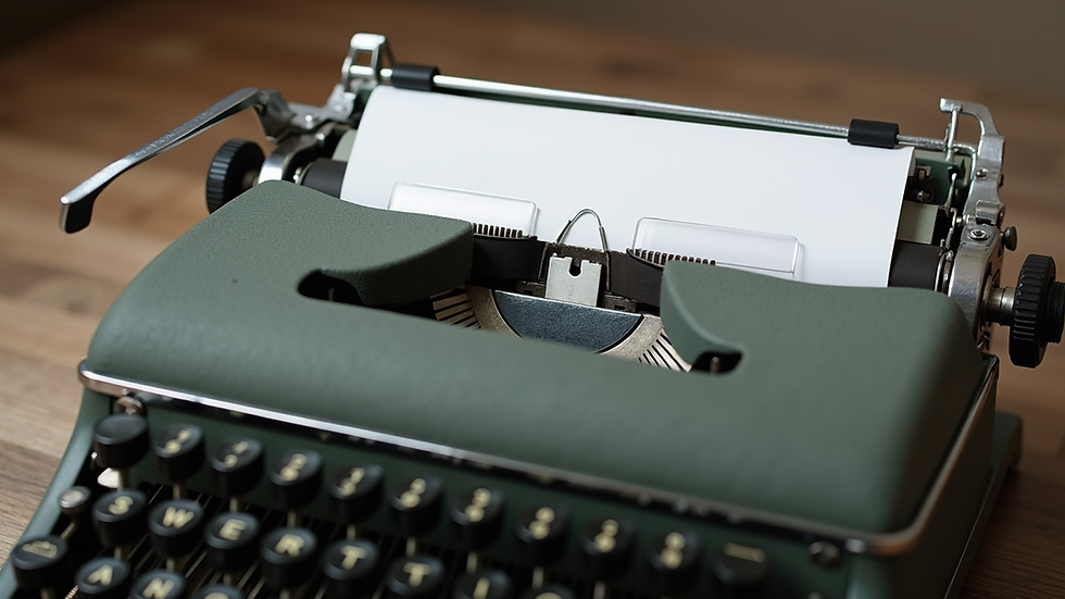 Close-up view of a vintage typewriter with a blank page