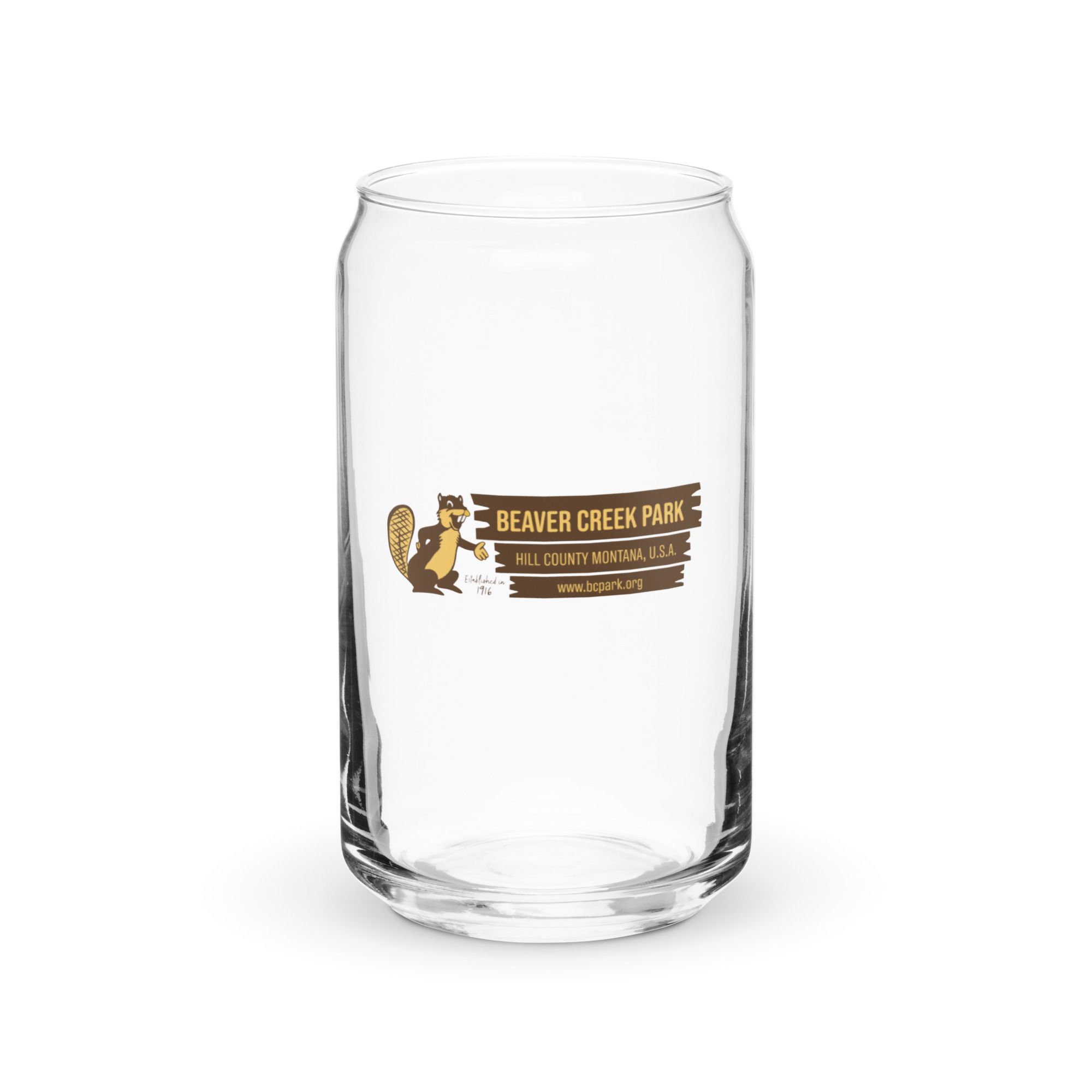 Beaver Creek Park Retro Logo Can Shaped Glass
