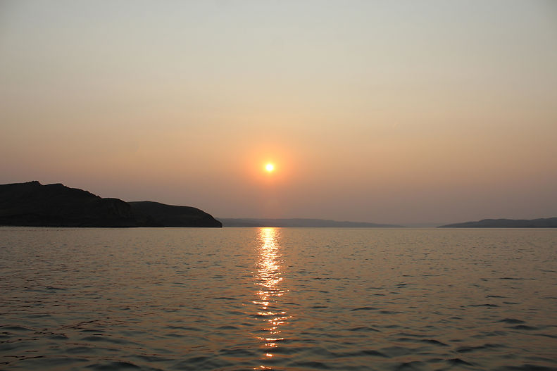 A sunset view of Lake Diefenbaker in Saskatchewan Canada