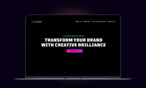 Luminara Creative Agency Website Wix studio Template bold headline 'Transform Your Brand Creative Brilliance' Wixify Studio