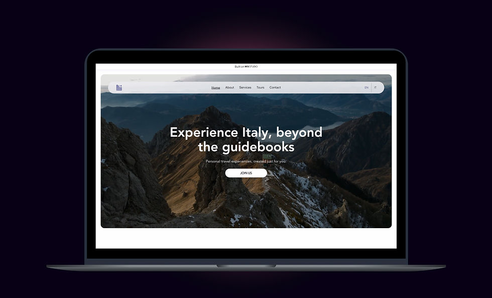 Travel agency website template on a laptop screen