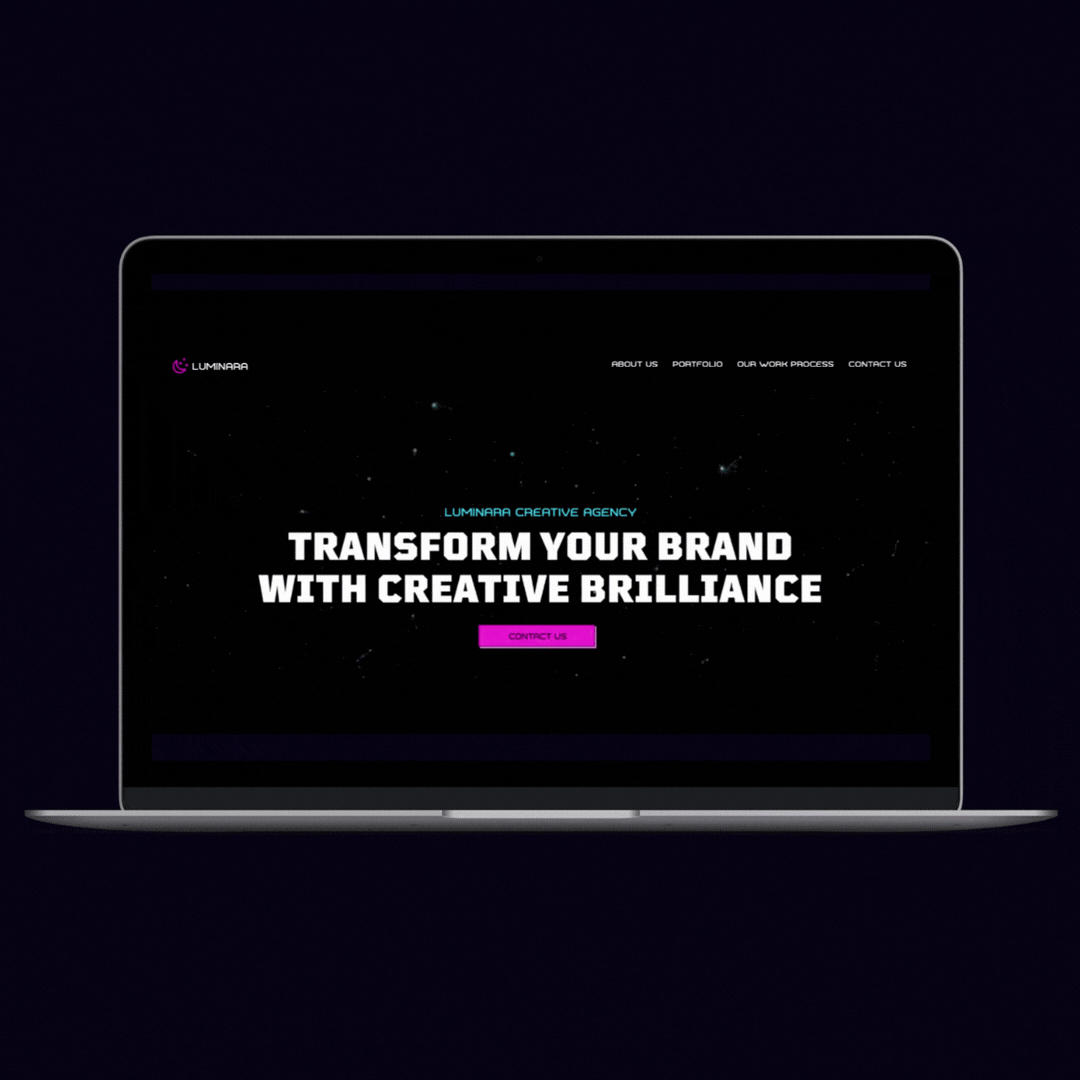 Laptop displaying Luminara Creative Agency website