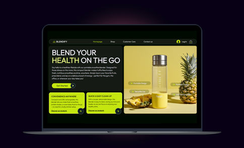 Blendify e-commerce template preview with bold green design and 'Blend Your Health Online' tagline for product customization.