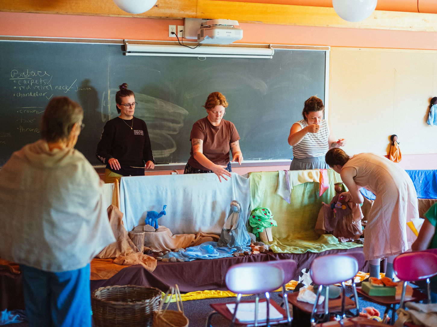 Sunbridge Institute teacher education students creating Waldorf puppets and storytelling materials in class