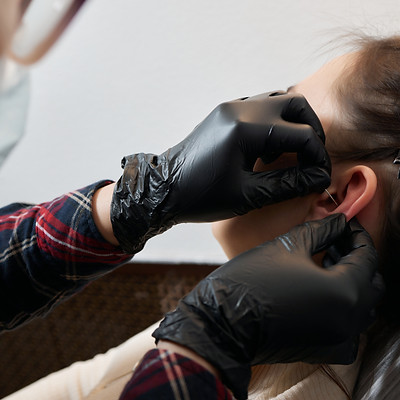 Piercings on an ear