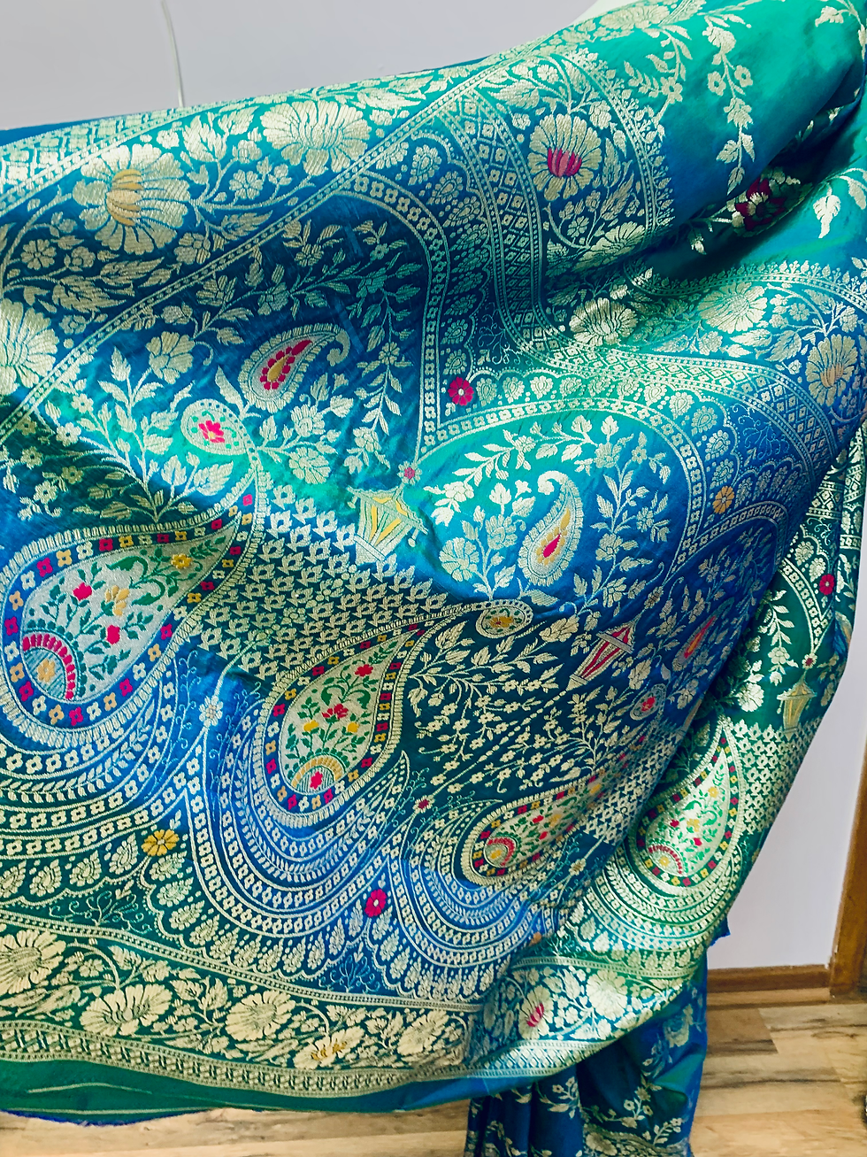 Thumbnail: Two tone Banarsi Saree With blouse fabric attached