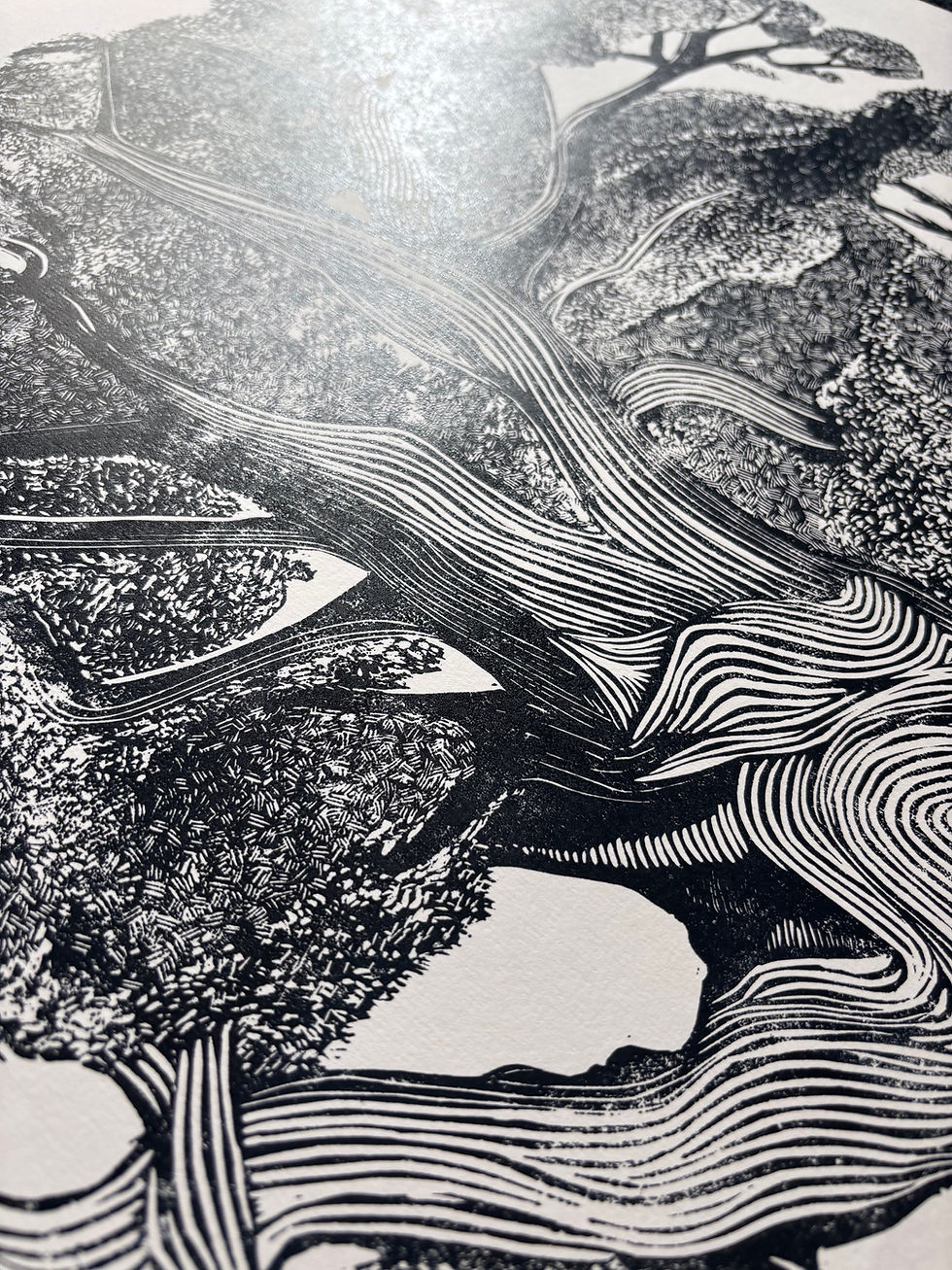 Thumbnail: The Grand Old Oak Tree Linocut Print Block