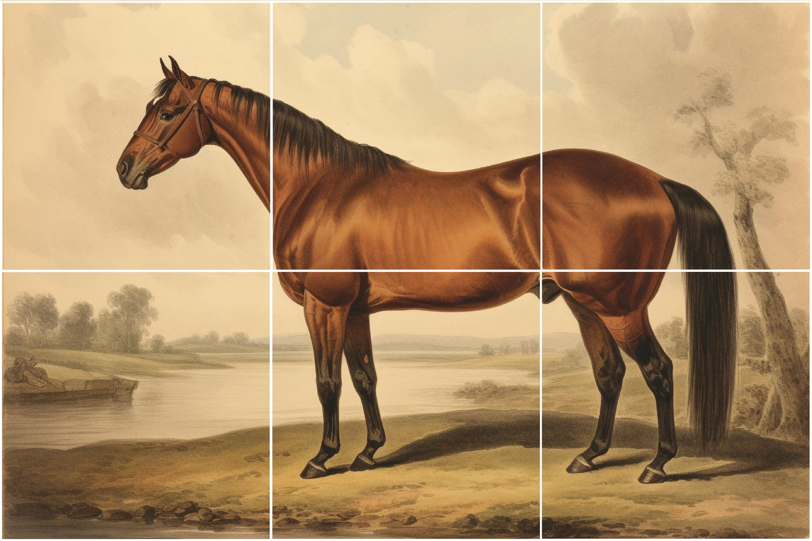 Horse Illustration Sublimated Ceramic Tile Mural