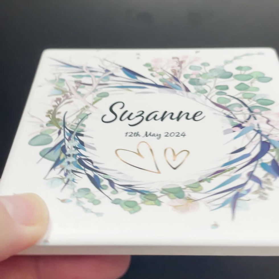 Thumbnail: Wedding Day Keepsake Ceramic Tile Coaster 10.8cm x 10.8cm - Personalised