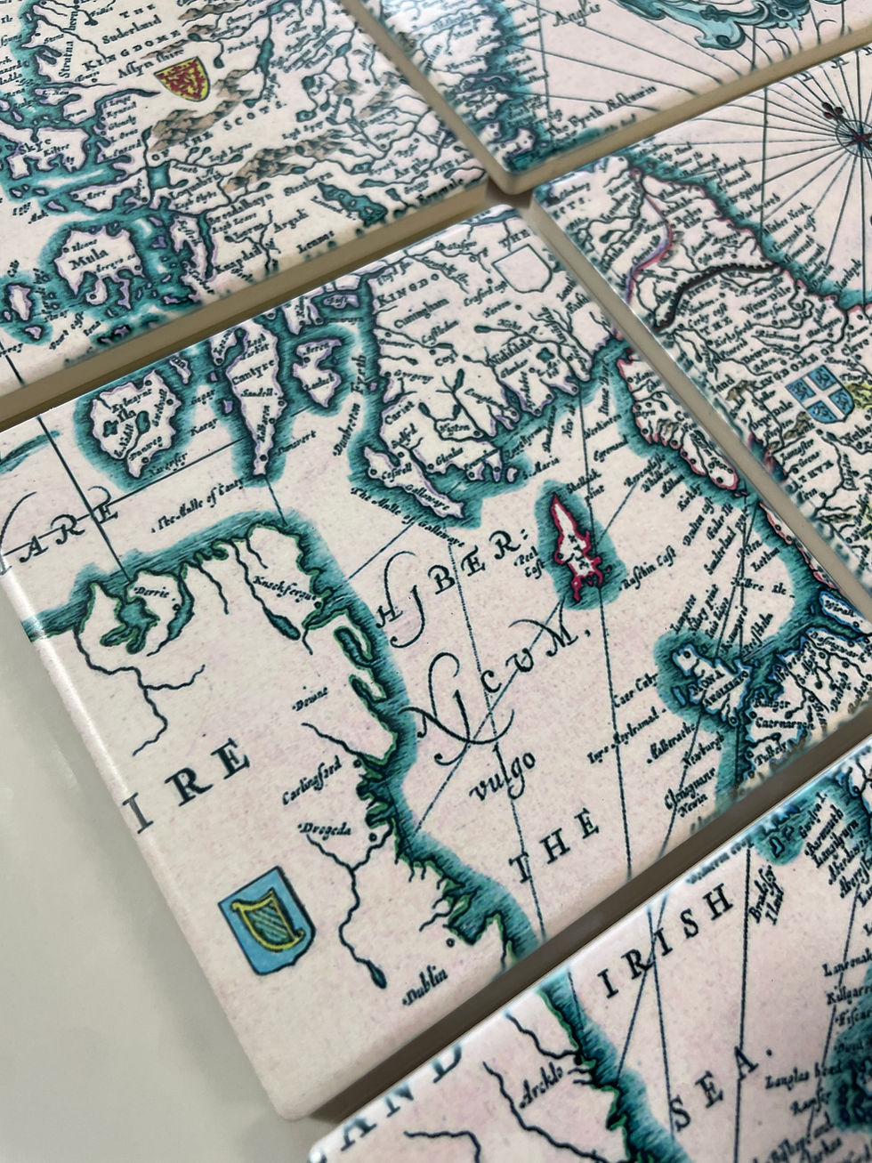 Thumbnail: Set of 6 UK Historic Map Coasters – Sandstone Drink Coasters