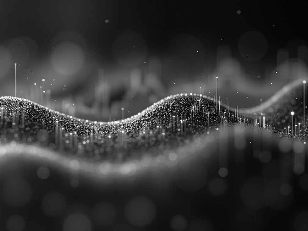 Abstract representation of financial market data streams exhibiting volatility shifts. Lan