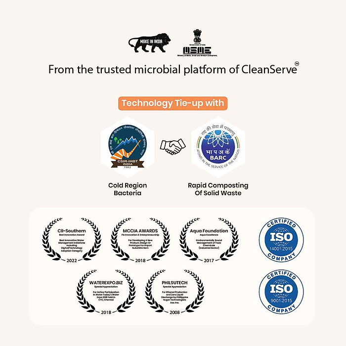 CleanServe by Amalgam Biotech is supported by industry recognition and ISO certifications, reflecting the company's focus on quality, innovation and professional standards.