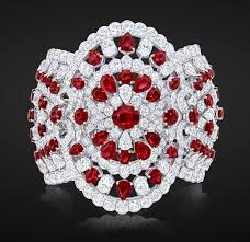 Miniatura: Bracelete Imperial em Ouro branco 18k encrustado com Diamante e Rubi