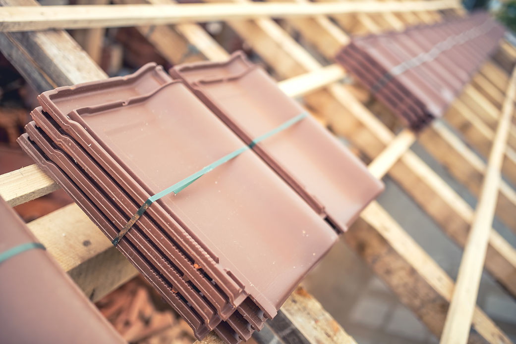 Close-up of stack of roof tiles