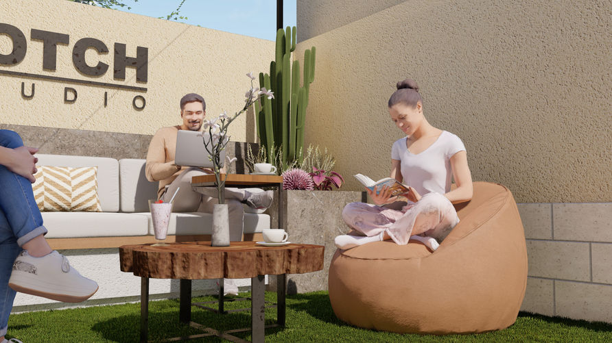 "Refreshing Retreat with Nature - Designify's Outdoor Employee Break Area in Egypt and UAE"