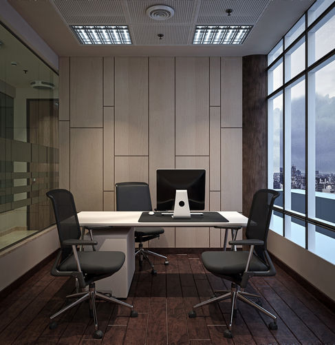 "Productive Workspace with Cozy Atmosphere - Designify's Wooden-Themed Office Design in Egypt and UAE"