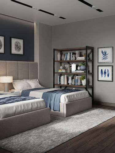 "Versatile Bedroom with Blue Tones - Kids' Bedroom by Designify"