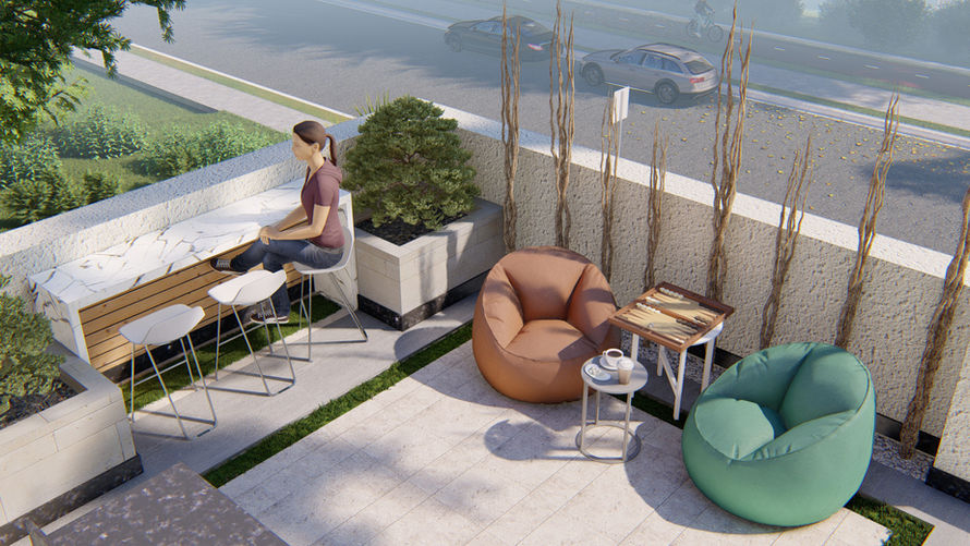 "Designify Architecture Firm - Egypt and UAE: Serene Rooftop - The rooftop offers a serene space for contemplation."