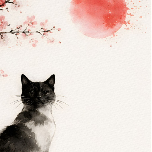 【 L出品 】 50×40cm size art Zen Cat | Ready to Hang Canvas