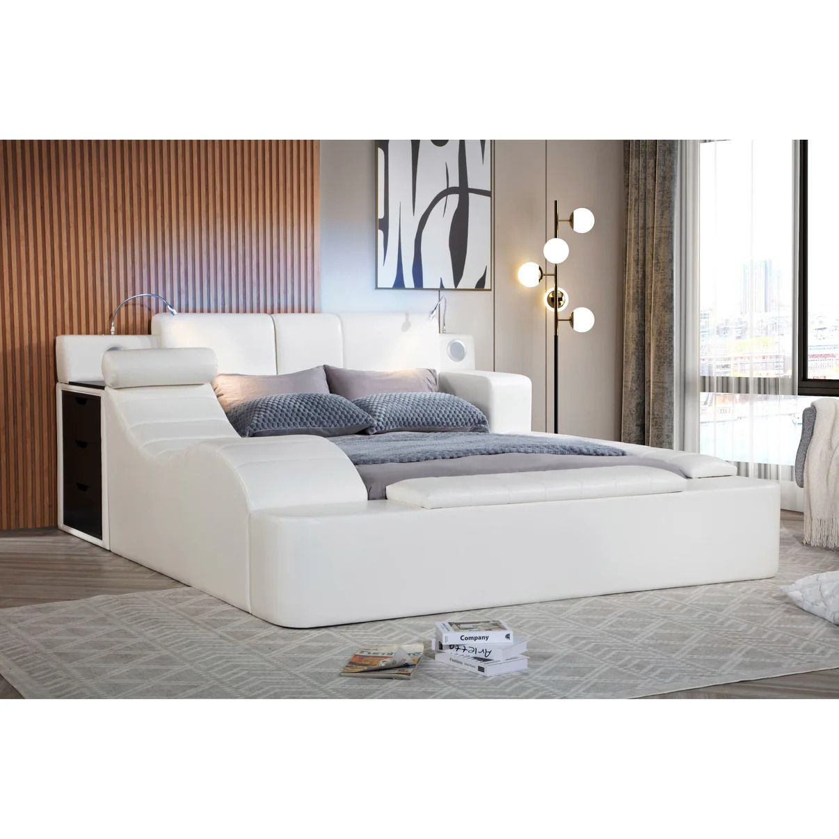 Contemporary Gray Platform Bed