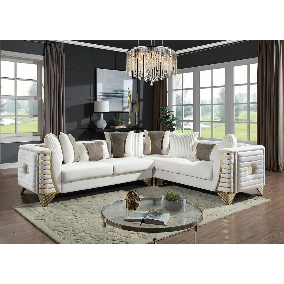 White Gold Accent Sectional Sofa